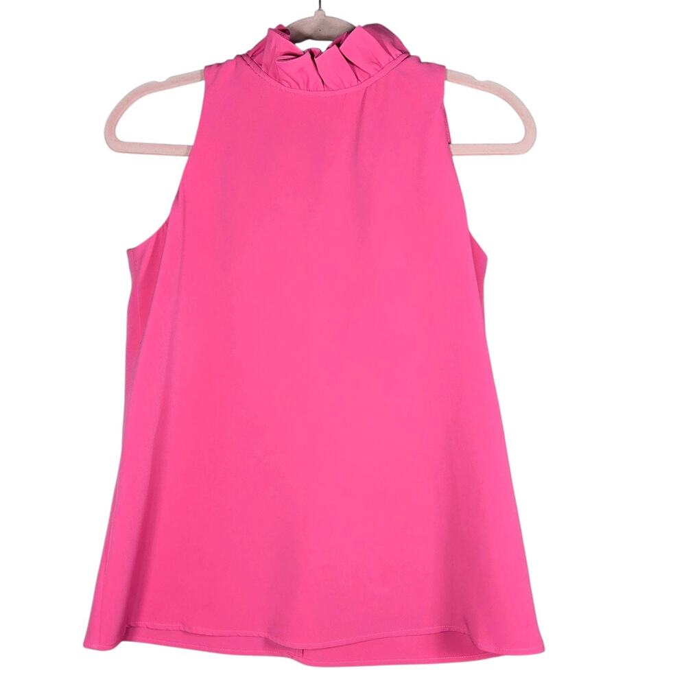 Tuckernuck Mason Blouse Womens XSmall‎ NEW Pink High Collar Ruffle Swing Crepe